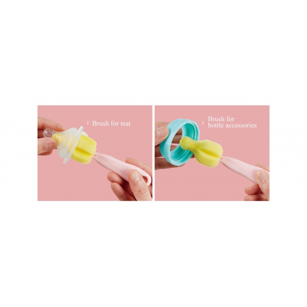Simba Sponge Rotary Bottle and Nipple Brush with Easy Hanging Hook ( Pink)