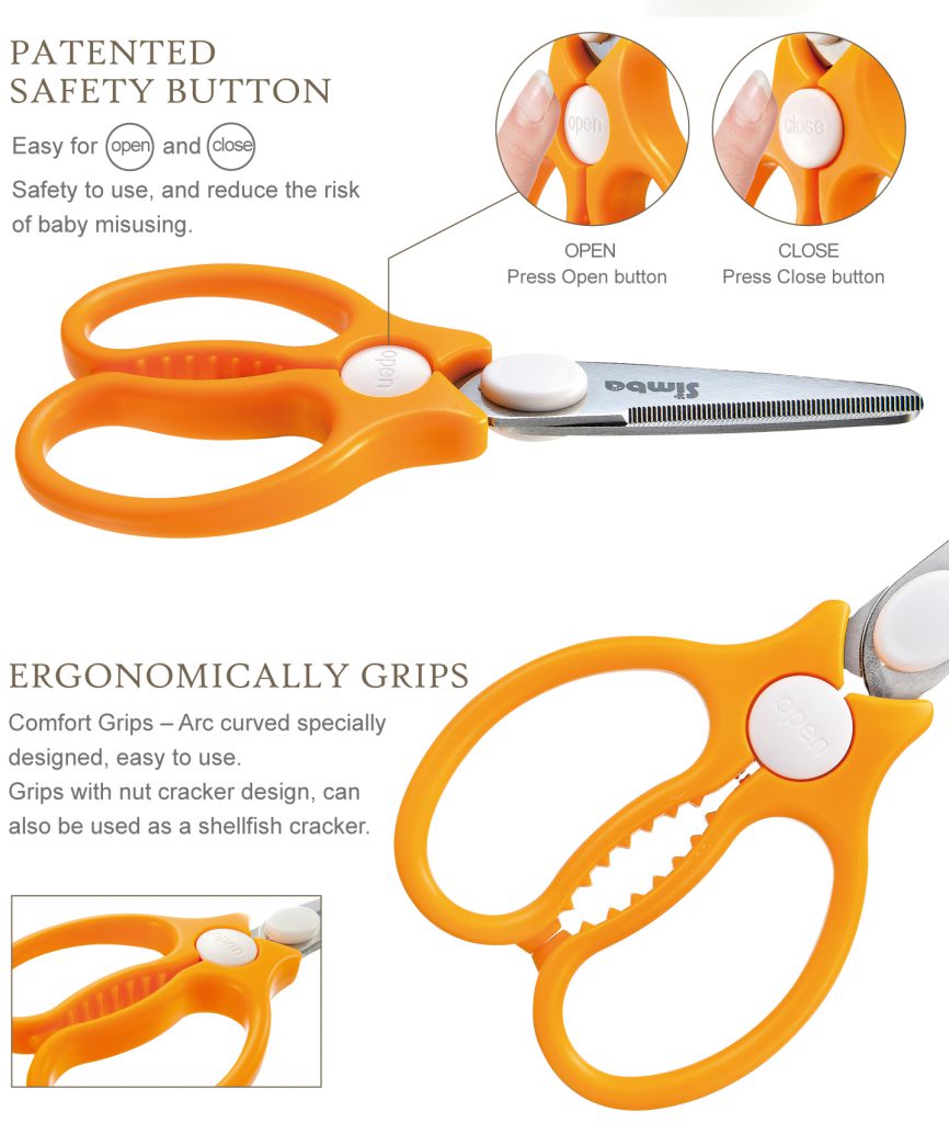 Simba Premium Portable Safety Food Scissors (Orange)