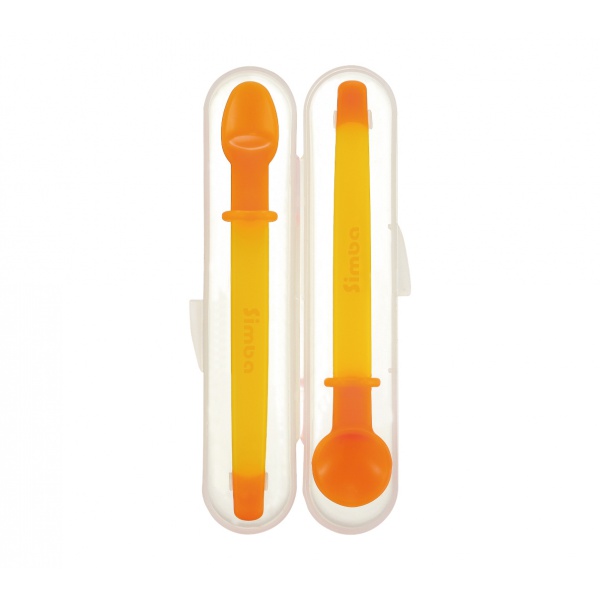 Simba Heat Sensing Baby Solid Food Feeding Spoon Set (Orange)