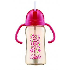 Simba PPSU  8 oz Flip-Top Straw Sippy Cup (Pink)