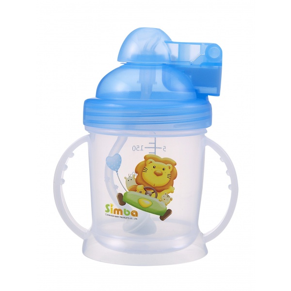 Simba BPA Free Baby Training Cup w/ 360° Auto Straw (Blue, 6 oz)