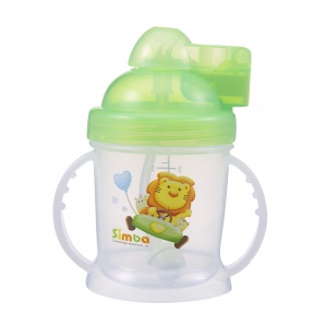 Simba BPA Free Baby Training Cup w/ 360° Auto Straw (Green, 6 oz)
