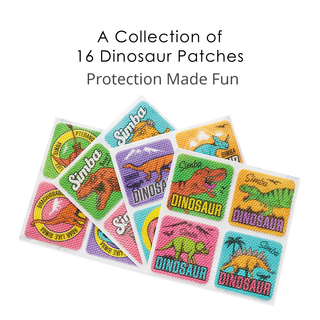 Simba Dinosaur-Themed Lavender and Citronella Mosquito Repellent Stickers / Patches (16 PCS)